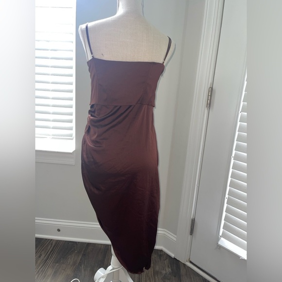 Oh Polly Cowl Corset Asymmetrical Satin Dress - Picture 8 of 8